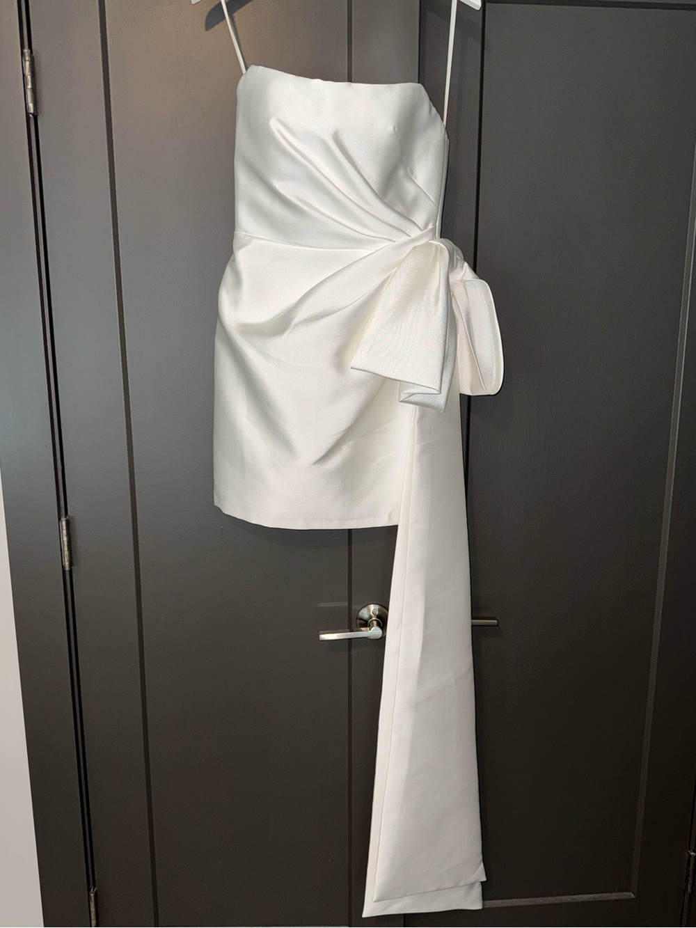 White Strapless Mini Dress with Side Bow